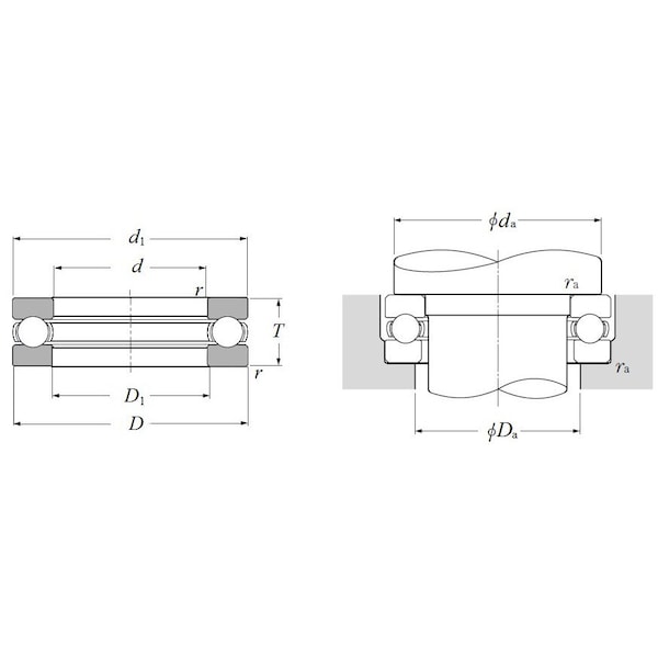 NTN 51208YP5, Angular Thrust Bearing  Single Row 40 Mm Id X 68 Mm Od X 19 Mm W Steel Cage